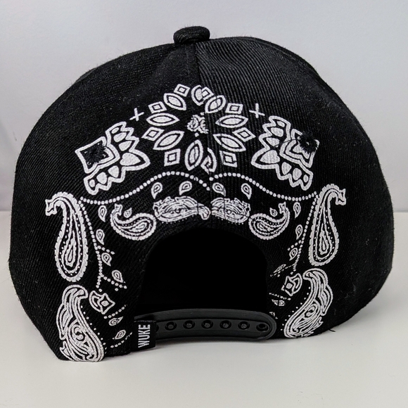 WUKE Black Snapback Hat – Adjustable Unisex Cap with White Inverted Cross - Picture 2 of 4